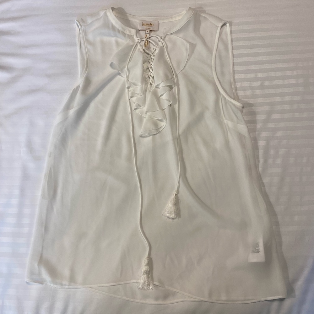 Laundry lace up ruffle tank
